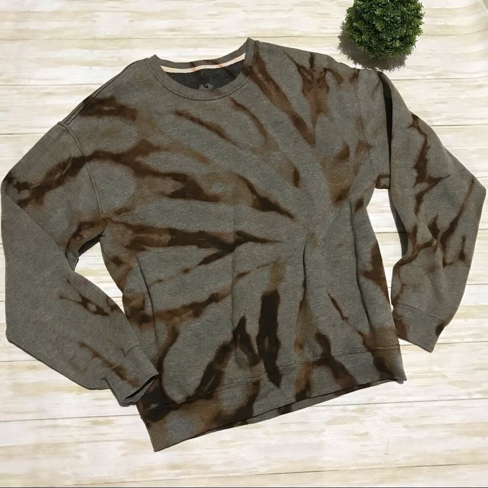 Tie Dye Rust Orange Brown GrayStreetwear‎ Urban Grunge Sweatshirt Size Large